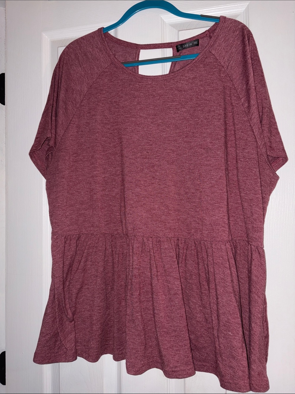 SHEIN Dusty Rose Heathered Peplum Tunic Top